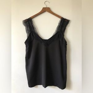 Black Lace trimmed camisole- size medium